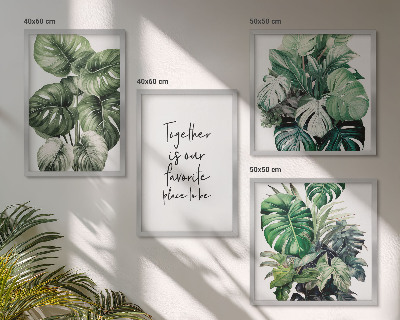 Wall art set Green tropical leaves decoration