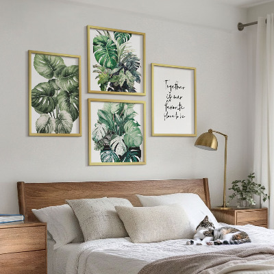 Wall art set Green tropical leaves decoration