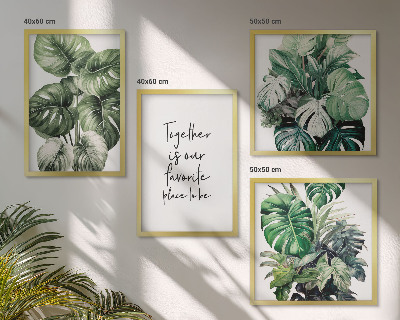 Wall art set Green tropical leaves decoration