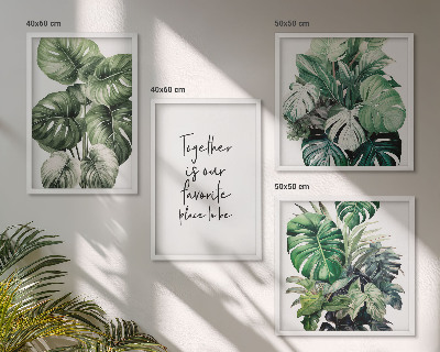 Wall art set Green tropical leaves decoration