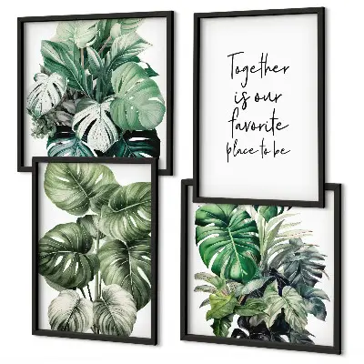 Green tropical leaves wall art set decorative botanical prints