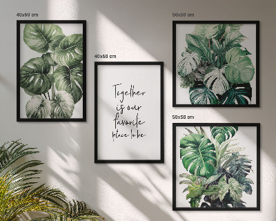 Wall art set Green tropical leaves decoration
