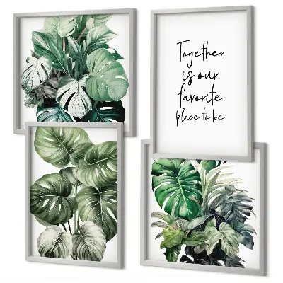 Green tropical leaves wall art set decorative botanical prints