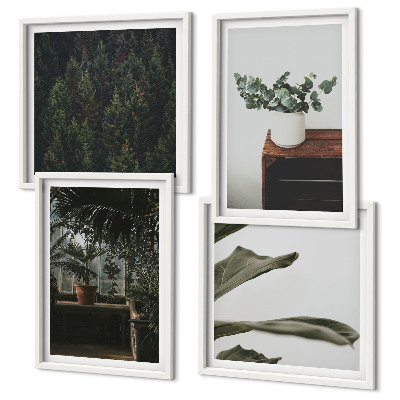 Set of 4 wall art pieces Rustic potted plants