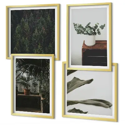 Rustic potted plants wall art set of 4 pieces