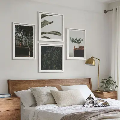 Rustic potted plants wall art set of 4 pieces