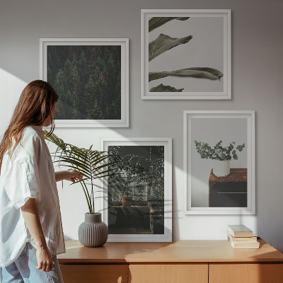 Set of 4 wall art pieces Rustic potted plants