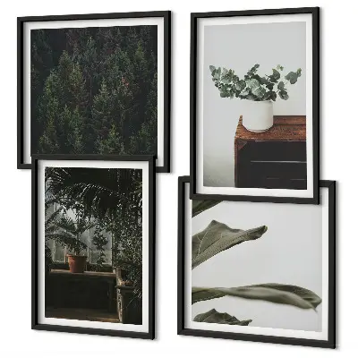 Rustic potted plants wall art set of 4 pieces