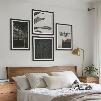 Rustic potted plants wall art set of 4 pieces