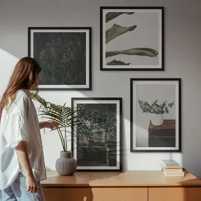 Rustic potted plants wall art set of 4 pieces