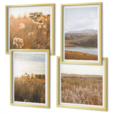 Set of 4 wall art pieces Landscapes meadows mountains lake