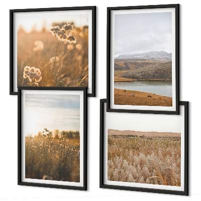 Set of 4 wall art pieces Landscapes meadows mountains lake