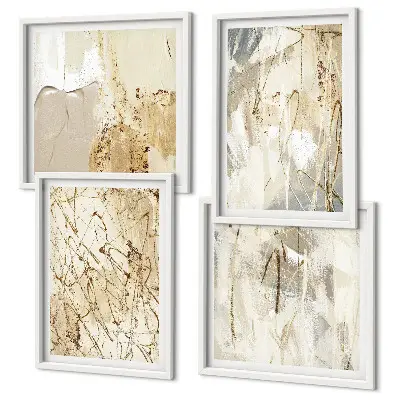 Multi-piece wall decor set featuring beige abstract shapes and lines
