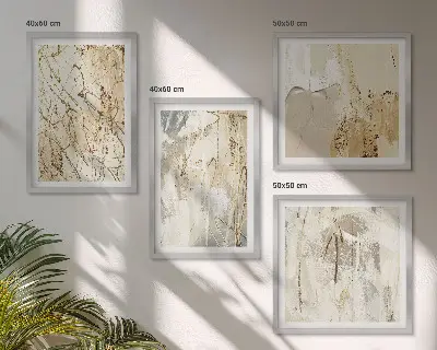 Multi-piece wall decor set featuring beige abstract shapes and lines