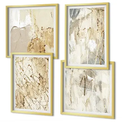 Multi-piece wall decor set featuring beige abstract shapes and lines