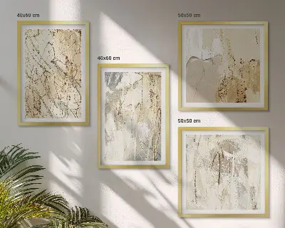 Multi-piece wall decor set Beige abstract shapes lines