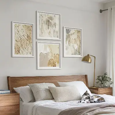 Multi-piece wall decor set Beige abstract shapes lines