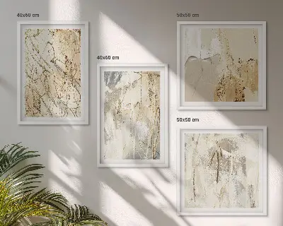 Multi-piece wall decor set featuring beige abstract shapes and lines