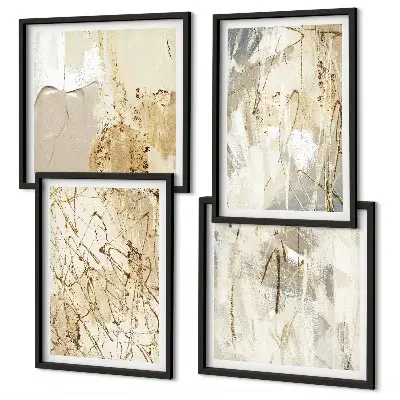 Multi-piece wall decor set featuring beige abstract shapes and lines