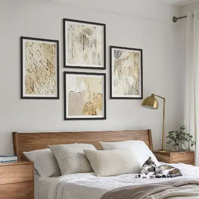 Multi-piece wall decor set Beige abstract shapes lines
