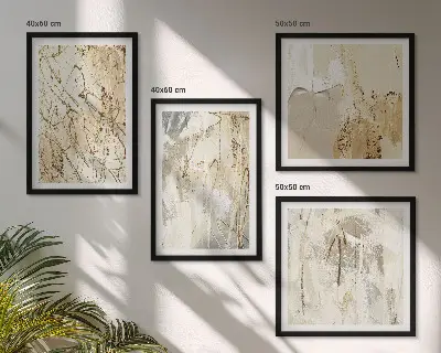 Multi-piece wall decor set featuring beige abstract shapes and lines
