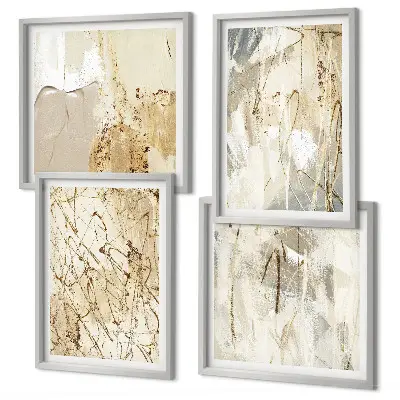 Multi-piece wall decor set featuring beige abstract shapes and lines