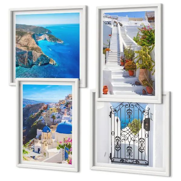 Santorini Greek architecture wall art set Oia scenery prints