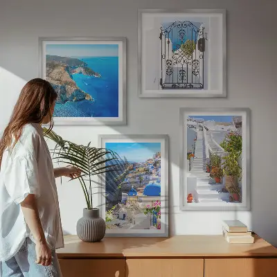 Santorini Greek architecture wall art set Oia scenery prints