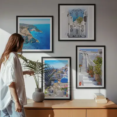 Santorini Greek architecture wall art set Oia scenery prints
