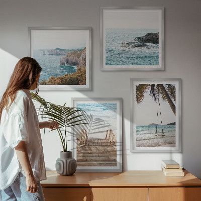 Multi-piece wall decor set Stairs beach sea view swing