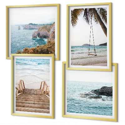 Multi-piece wall decor set Stairs beach sea view swing