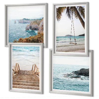 Multi-piece wall decor set Stairs beach sea view swing