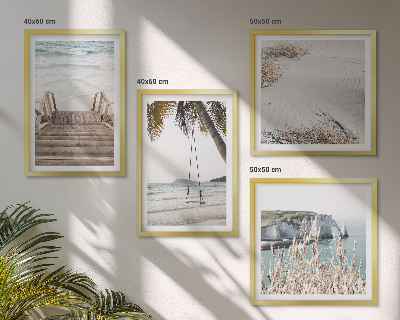 Wall art set Beach stairs swing sea