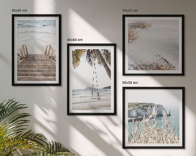 Wall art set Beach stairs swing sea