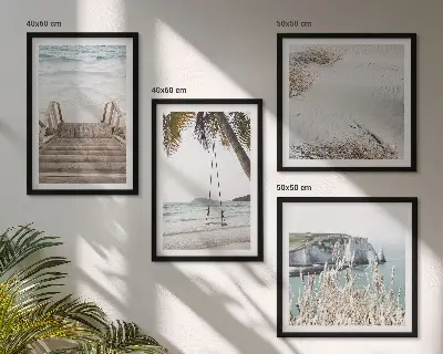 Wall art set coastal beach stairs and ocean swing