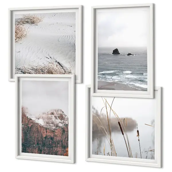 Abstract Waves Wall Art set of 4 gray pastel prints