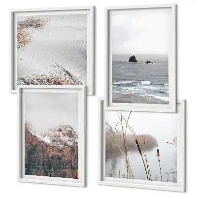Abstract Waves Wall Art set of 4 gray pastel prints