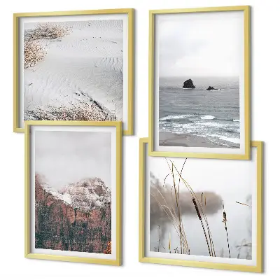 Abstract Waves Wall Art set of 4 gray pastel prints