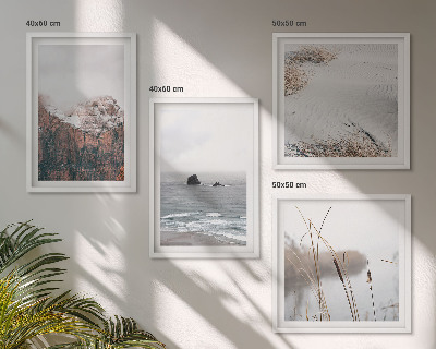 Set of 4 wall art pieces Abstract waves gray pastel