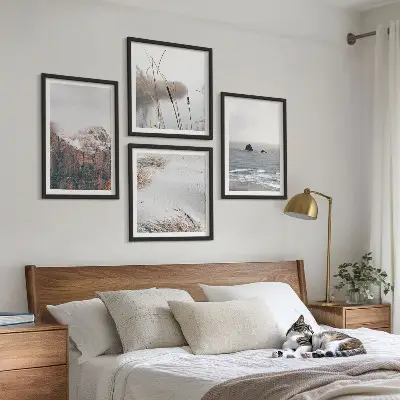 Abstract Waves Wall Art set of 4 gray pastel prints