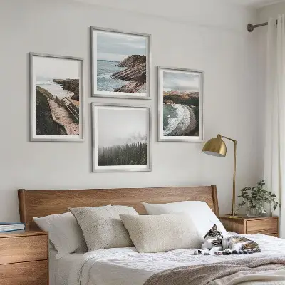 Multi-piece wall decor set featuring cliff views and beach landscapes