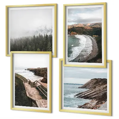 Multi-piece wall decor set featuring cliff views and beach landscapes