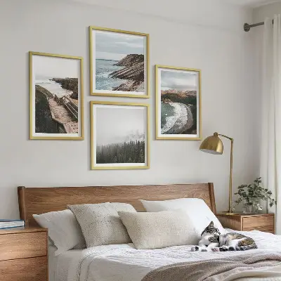 Multi-piece wall decor set featuring cliff views and beach landscapes
