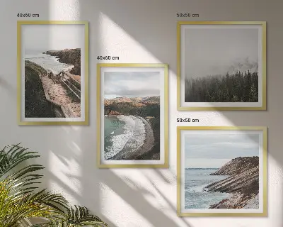 Multi-piece wall decor set featuring cliff views and beach landscapes