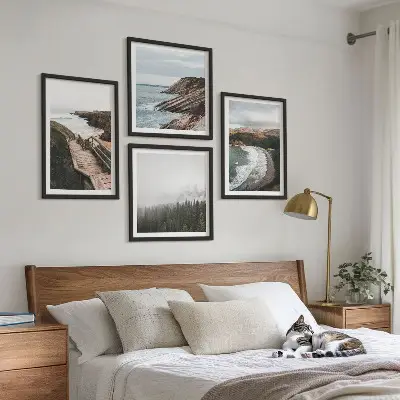 Multi-piece wall decor set featuring cliff views and beach landscapes