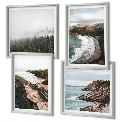 Multi-piece wall decor set featuring cliff views and beach landscapes