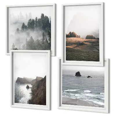 Wall art set landscapes of mountains and the sea