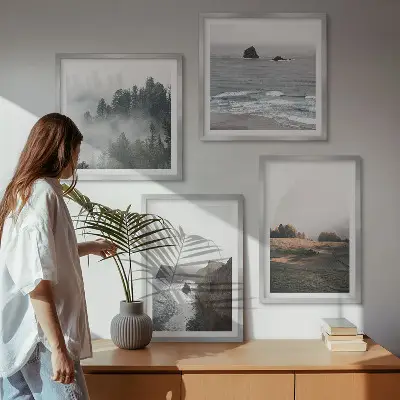 Wall art set landscapes of mountains and the sea