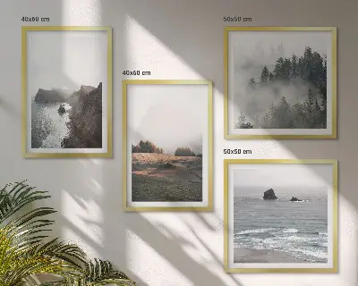 Wall art set landscapes of mountains and the sea