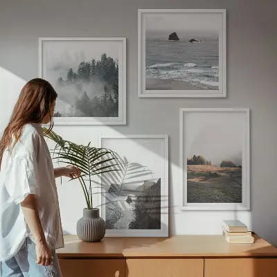 Wall art set landscapes of mountains and the sea